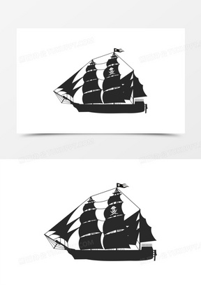海盗船剪影图片