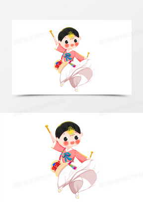 卡通手绘q版朝鲜族女孩元素