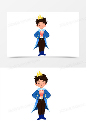 手绘卡通安徒生童话小王子素材