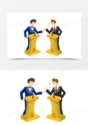 手绘卡通辩论大会素材
