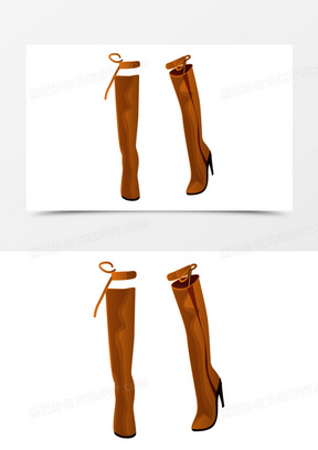 手绘女士高跟长筒靴素材