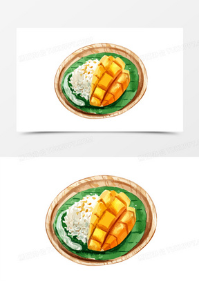 手绘芒果饭免抠素材