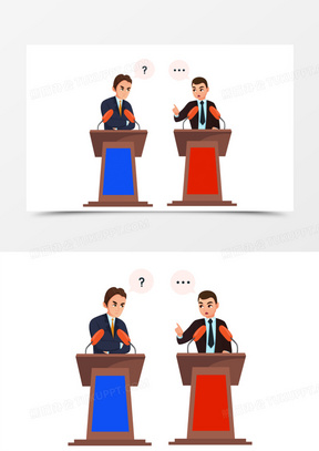 辩论赛手绘图片