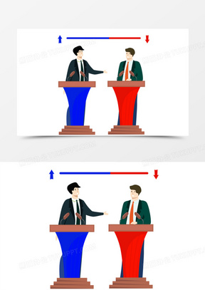手绘商务人士辩论争辩免抠素材