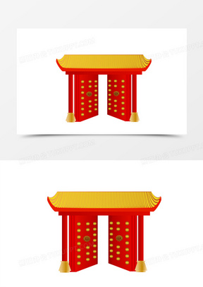 手绘风大门免抠素材