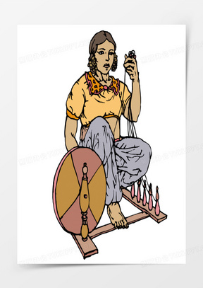 古代纺织女工人60卡通手绘女环卫工人免抠元素120矢量女工人10革命