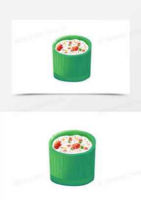 手绘插画中式竹筒饭素材