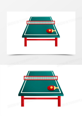 卡通手绘球桌乒乓球桌素材