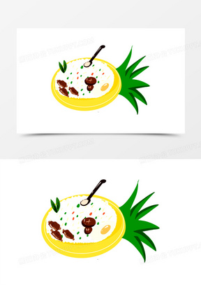 卡通手绘菠萝饭美食元素