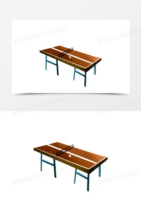 手绘插画风乒乓球桌素材