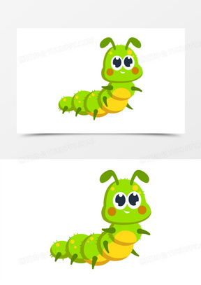手绘卡通可爱小青虫免抠素材