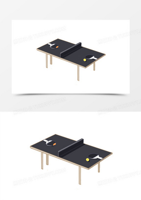 手绘卡通乒乓球桌运动元素