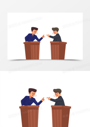 手绘辩论人物插画元素