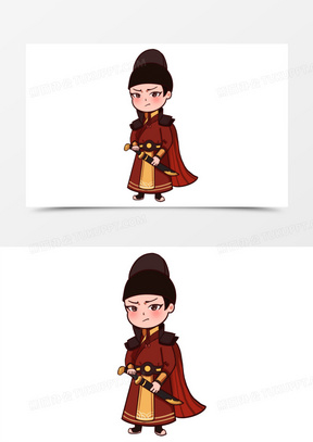 手绘卡通锦衣卫形象元素