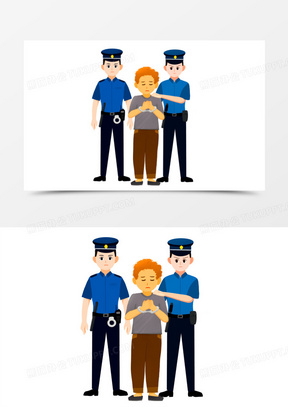 抓犯人免元素340手绘卡通警察抓捕罪犯素材261卡通手绘警察抓罪犯9
