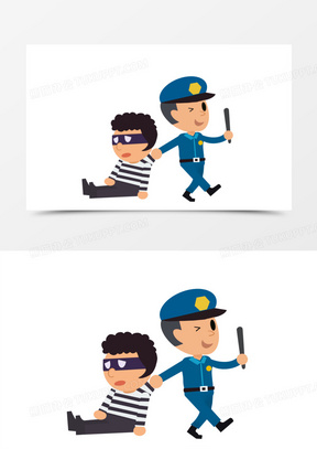 警察抓小偷简单图片