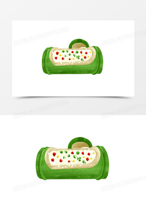 手绘特色美食竹筒米饭素材