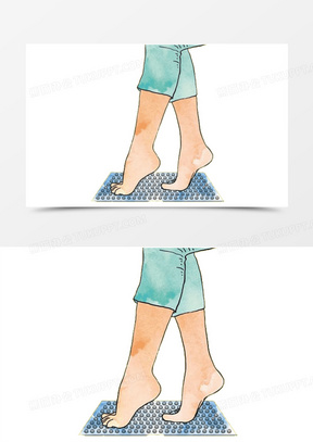 脚踩指压板手绘效果图