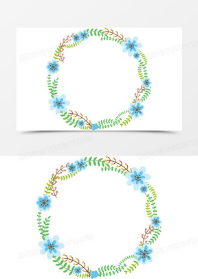 圆形卡通花朵藤蔓背景边框