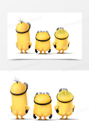 手绘可爱小黄人背面