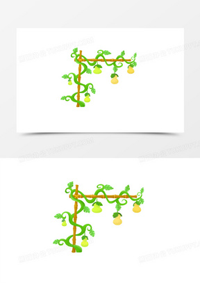 手绘卡通葫芦藤素材