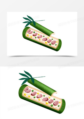 60卡通手绘米饭中式美食40手绘特色美食竹筒米饭素材371卡通手绘插画