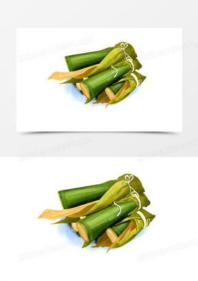 卡通手绘中式竹筒米饭素材