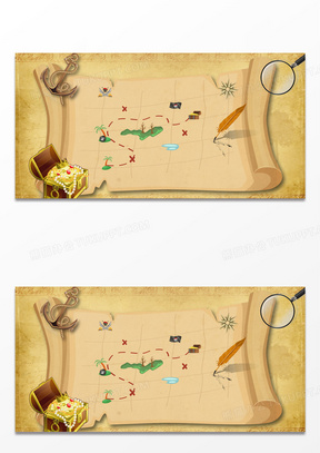 复古探险游戏藏宝图秘密宝藏手绘背景