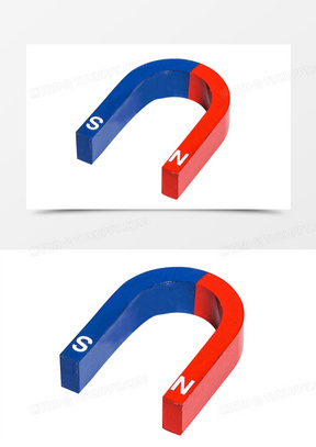 蓝红色u型磁铁图片