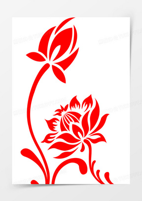 红色莲花花纹中秋素材