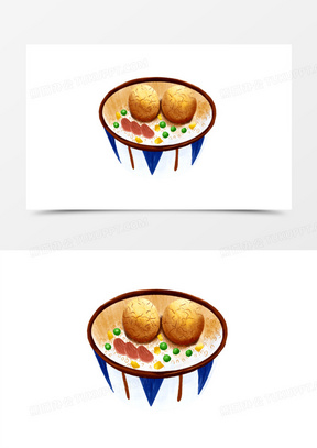 卡通手绘美味茶叶蛋米饭主食元素