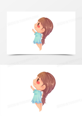 卡通手绘免抠女孩踮脚伸手素材