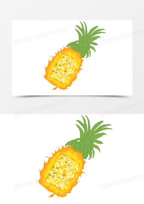 手绘卡通菠萝饭免抠素材