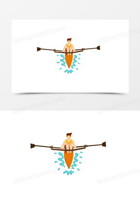 手绘单人皮划艇比赛素材