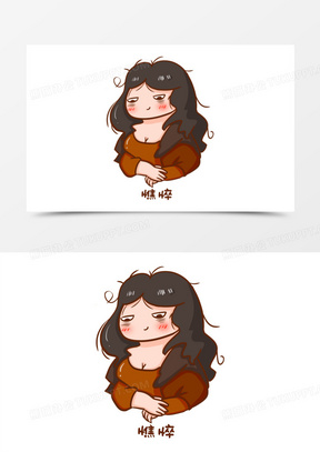 卡通手绘蒙娜丽莎憔悴表情包元素