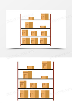 250手绘矢量仓库货架架子素材1481手绘卡通矢量仓库货架排列货物素材