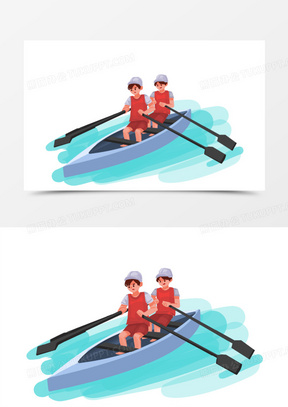 手绘卡通赛艇比赛插画元素