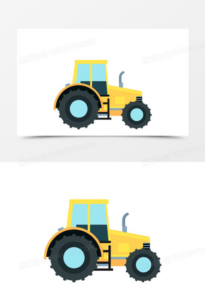 手绘矢量卡通收割机素材