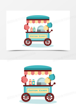 手绘卡通棉花糖小摊小推车