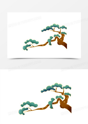 松树免抠元素171手绘国潮盆景树木插画元素10手绘国潮海浪底边免抠