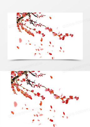 彩色复古梅花树枝