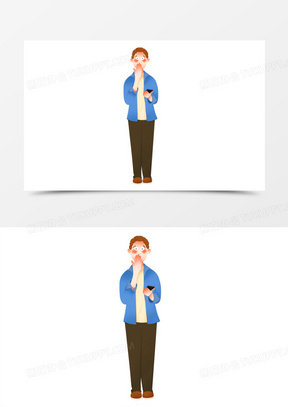 手绘捂嘴不说话男人免抠元素