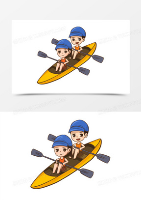 手绘卡通赛艇免抠元素