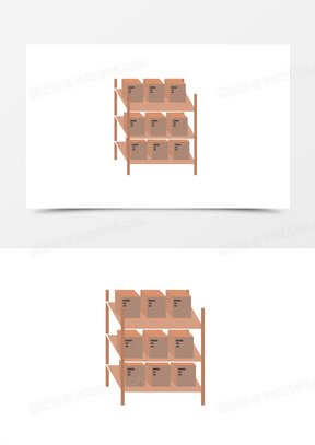 手绘卡通仓库货架素材