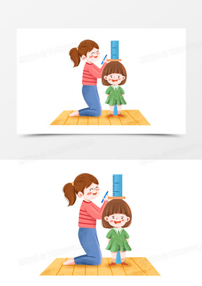 量女孩身高素材221手绘卡通小朋友体检测身高人物元素370卡通手绘奶奶