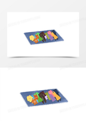 卡通手绘免抠地摊卖衣服素材