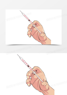 手绘漫画创意拿针管的医生