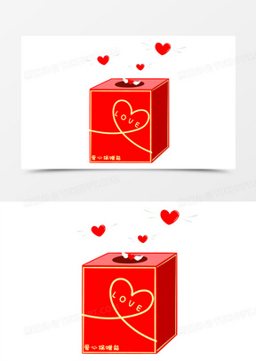 手绘卡通募捐箱素材