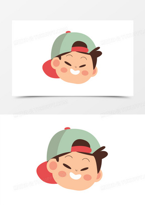 手绘卡通戴帽子的男生头像免抠素材