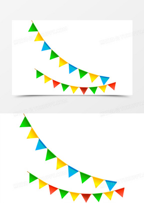 红色绿色黄色蓝色彩旗装饰